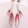 Boucles d'oreilles résine papillon double aile émail – Couleur du métal CP-Red