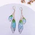 Boucles d'oreilles résine papillon double aile émail – Couleur du métal GF-Green