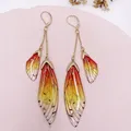 Boucles d'oreilles résine papillon double aile émail – Couleur du métal GF-Orange