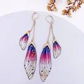Boucles d'oreilles résine papillon double aile émail – Couleur du métal GF-Purple