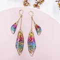Boucles d'oreilles résine papillon double aile émail – Couleur du métal GF-Rainbow