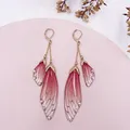 Boucles d'oreilles résine papillon double aile émail – Couleur du métal Gold-Red
