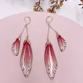 Boucles d'oreilles résine papillon double aile émail – Couleur du métal RoseGold-Red