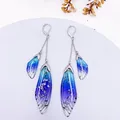 Boucles d'oreilles résine papillon double aile émail – Couleur du métal SF-Blue