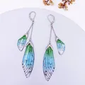 Boucles d'oreilles résine papillon double aile émail – Couleur du métal SF-Green