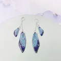 Boucles d'oreilles résine papillon double aile émail – Couleur du métal SF-New Blue
