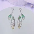 Boucles d'oreilles résine papillon double aile émail – Couleur du métal SF-New Green