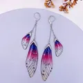 Boucles d'oreilles résine papillon double aile émail – Couleur du métal SF-Purple