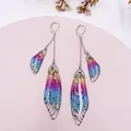 Boucles d'oreilles résine papillon double aile émail – Couleur du métal SF-Rainbow