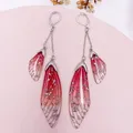 Boucles d'oreilles résine papillon double aile émail – Couleur du métal SF-Red