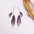 Boucles d'oreilles résine papillon double aile émail – Couleur du métal Silver-New Black