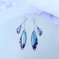 Boucles d'oreilles résine papillon double aile émail – Couleur du métal Silver-New Blue