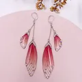 Boucles d'oreilles résine papillon double aile émail – Couleur du métal Silver-Red