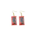 Boucles d'oreilles résine pendantes fantaisie pour femmes – Couleur du métal Vin rouge (6)