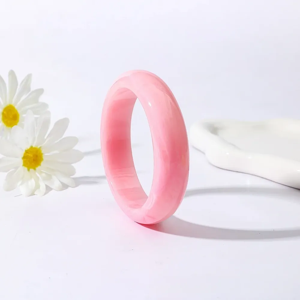 Bracelet large résine acrylique géométrique rond 10 couleurs