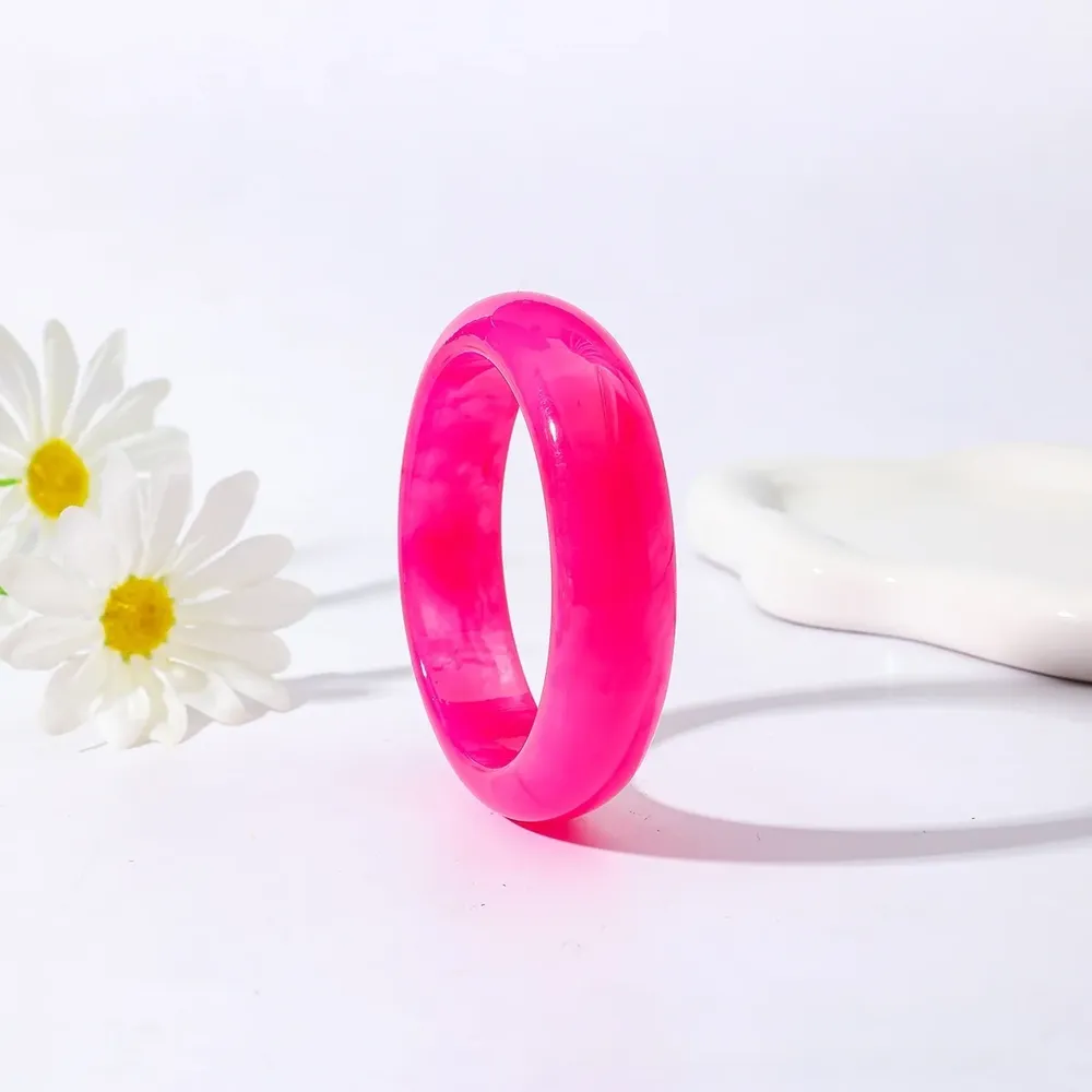 Bracelet large résine acrylique géométrique rond 10 couleurs