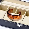 Bracelet large résine acrylique rond ouvert vintage – Couleur du métal Amber