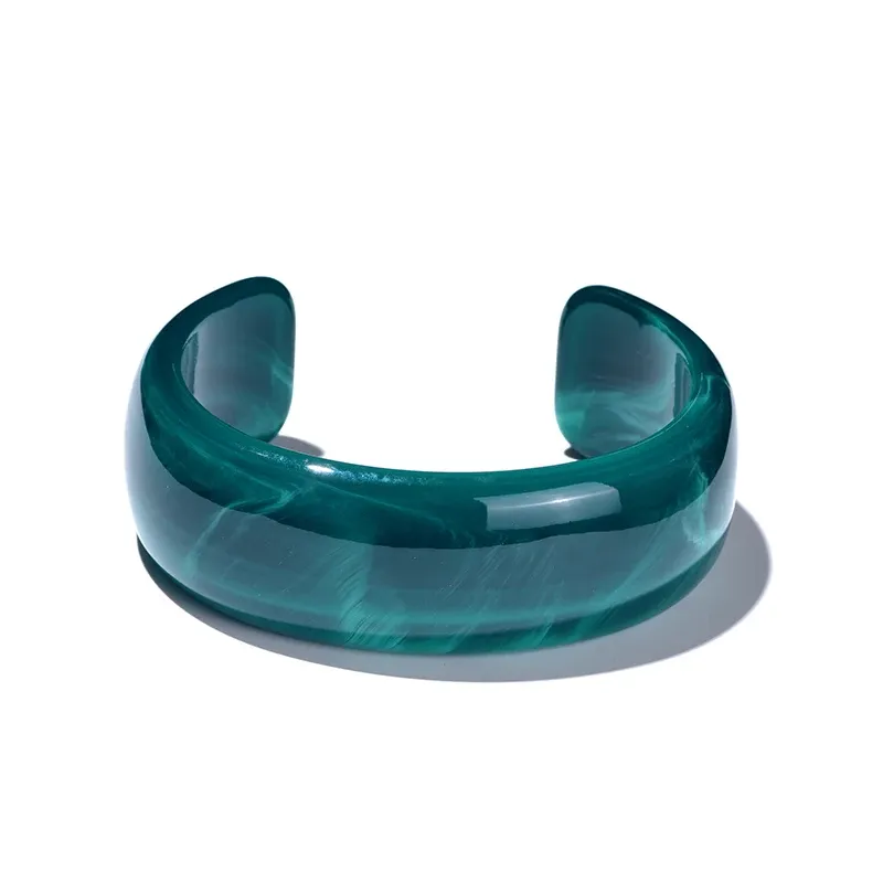 Bracelet large résine acrylique rond ouvert vintage