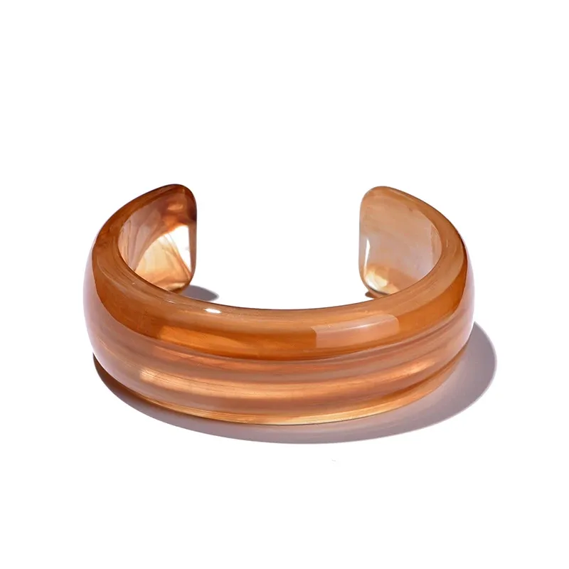 Bracelet large résine acrylique rond ouvert vintage