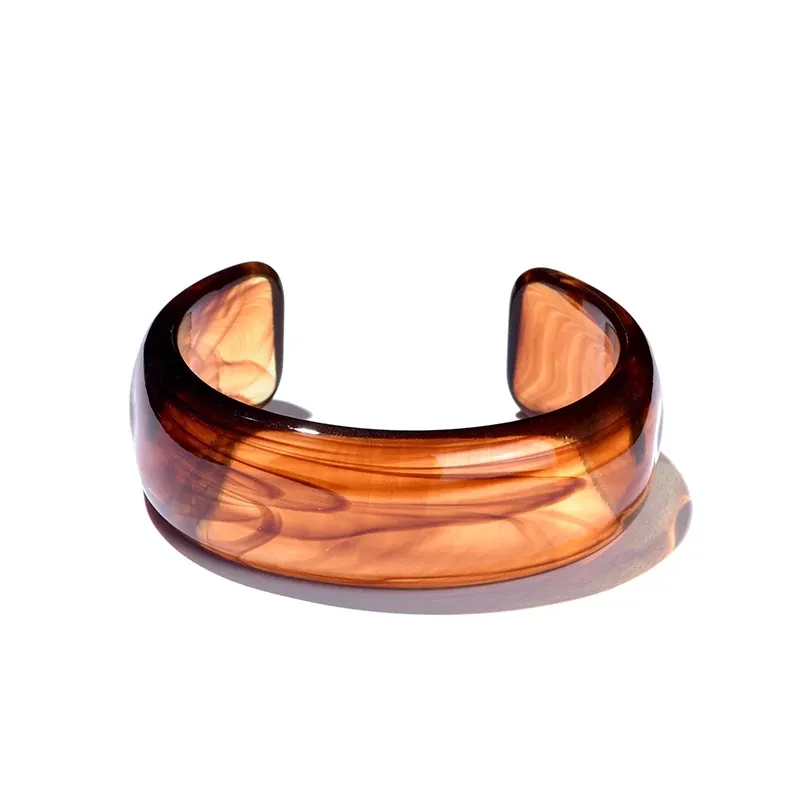 Bracelet large résine acrylique rond ouvert vintage