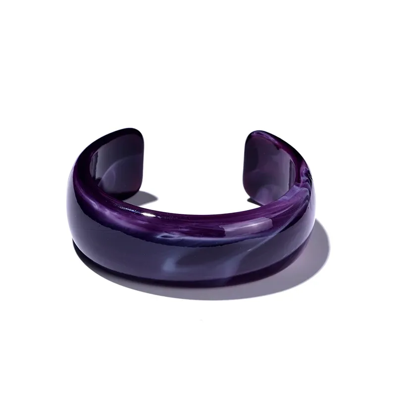 Bracelet large résine acrylique rond ouvert vintage