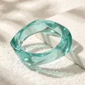 Bracelet résine acrylique punk géométrique pour hommes et femmes – Couleur du métal 173-Transparent-Blue