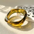 Bracelet résine acrylique punk géométrique pour hommes et femmes – Couleur du métal S173-Light-Tea