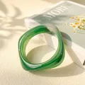 Bracelet résine acrylique punk géométrique pour hommes et femmes – Couleur du métal S173-Striped-Green