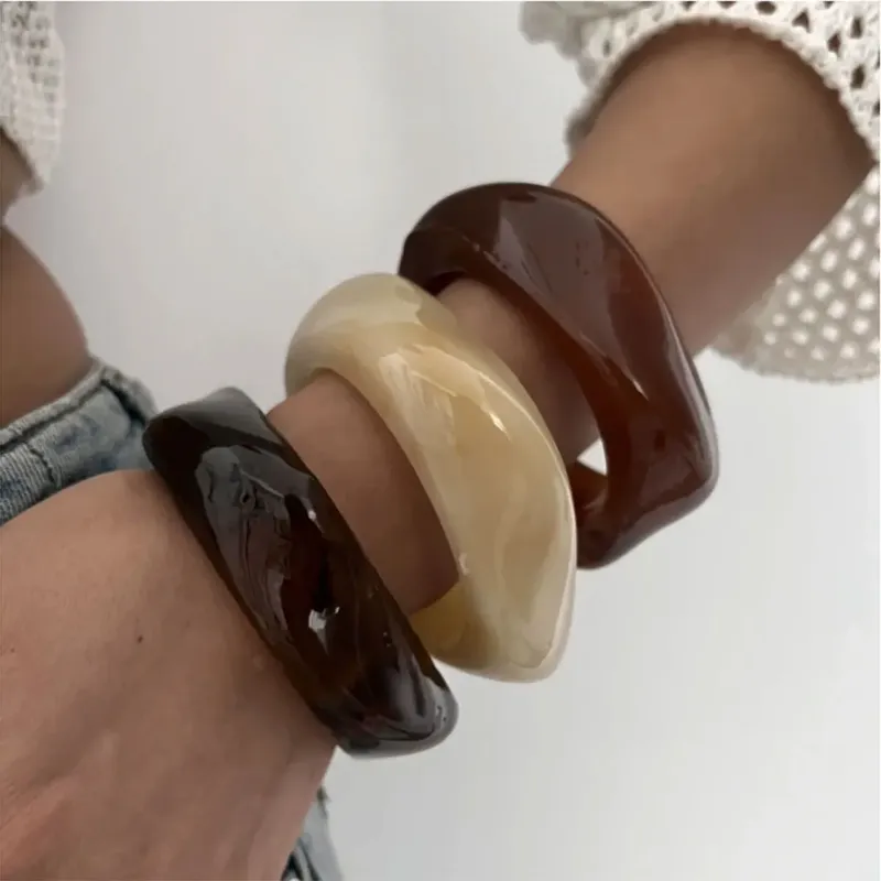 Bracelet résine acrylique punk géométrique pour hommes et femmes