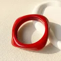 Bracelet résine acrylique punk géométrique pour hommes et femmes – Couleur du métal S173-Red