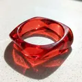 Bracelet résine acrylique punk géométrique pour hommes et femmes – Couleur du métal S173-Transparent-Red