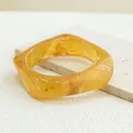Bracelet résine acrylique punk géométrique pour hommes et femmes – Couleur du métal S173-Beige-Yellow