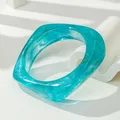 Bracelet résine acrylique punk géométrique pour hommes et femmes – Couleur du métal S173-Peacock-Blue