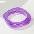 Bracelet résine acrylique punk géométrique pour hommes et femmes – Couleur du métal S173-Striped-Purple