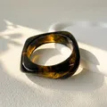 Bracelet résine acrylique punk géométrique pour hommes et femmes – Couleur du métal S173-Dark-Tea