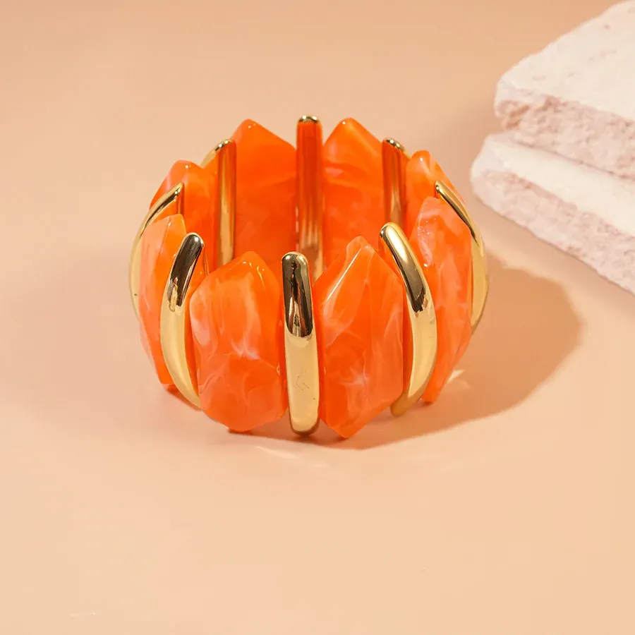 Bracelet résine géométrique losange taché vintage