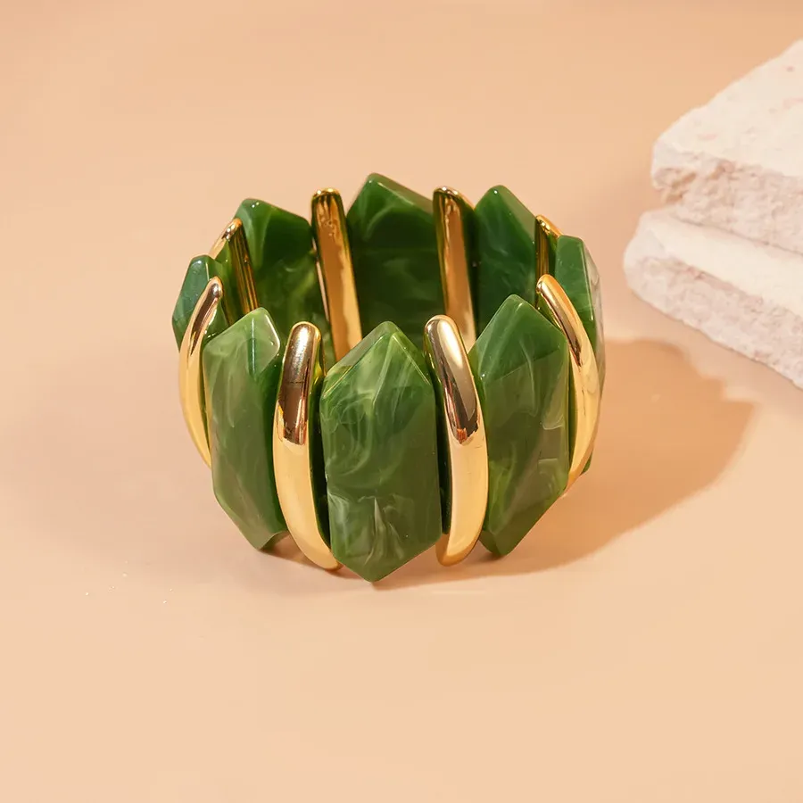 Bracelet résine géométrique losange taché vintage