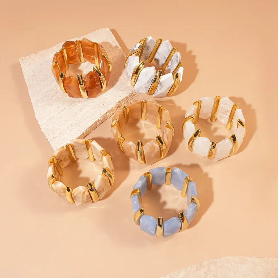 Bracelet résine géométrique losange taché vintage