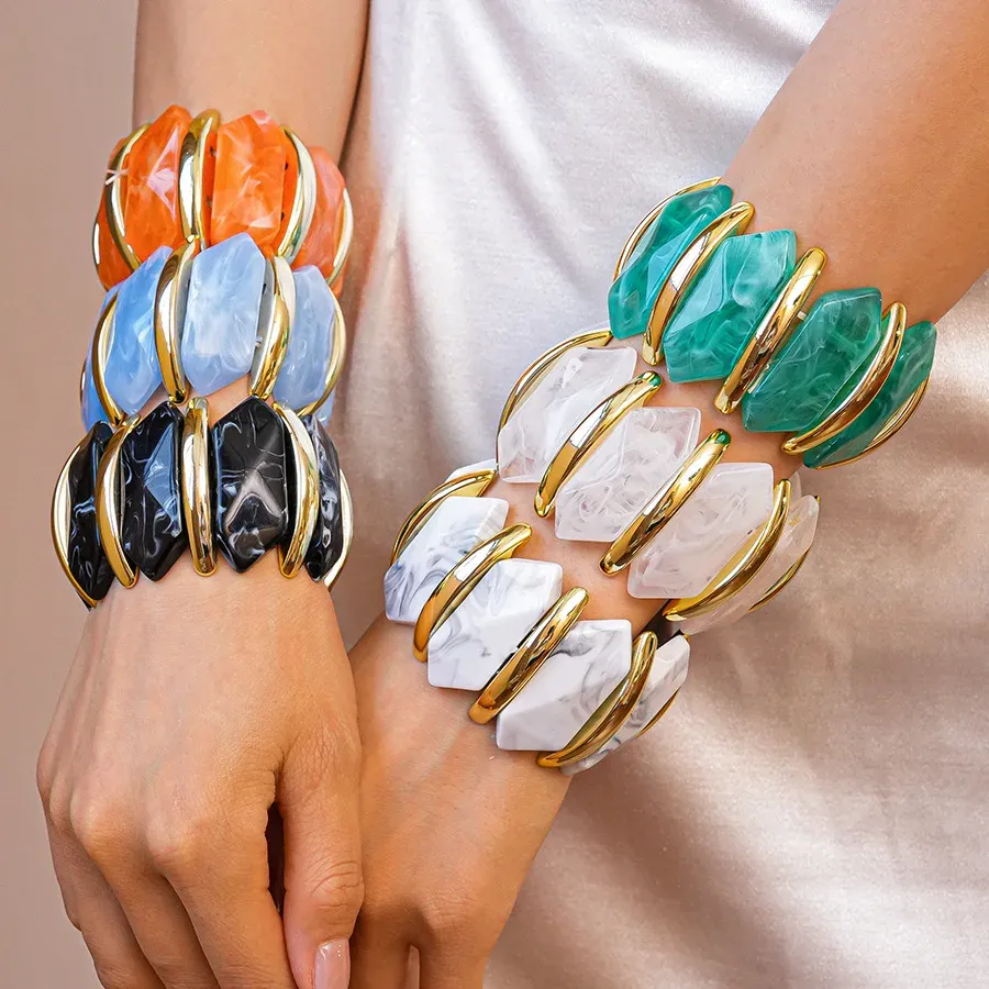 Bracelet résine géométrique losange taché vintage