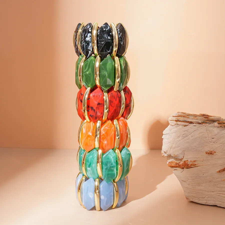 Bracelet résine géométrique losange taché vintage
