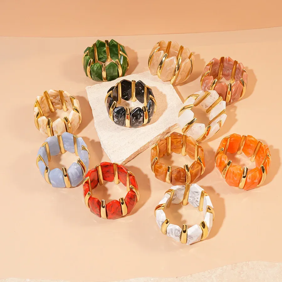 Bracelet résine géométrique losange taché vintage