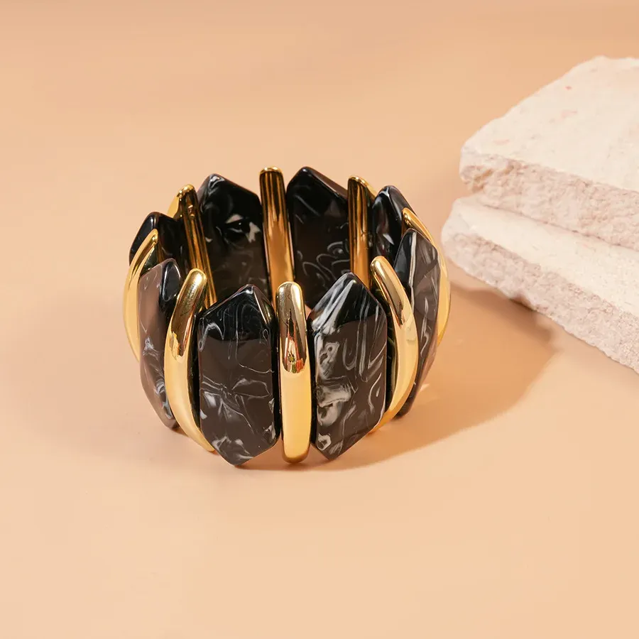 Bracelet résine géométrique losange taché vintage