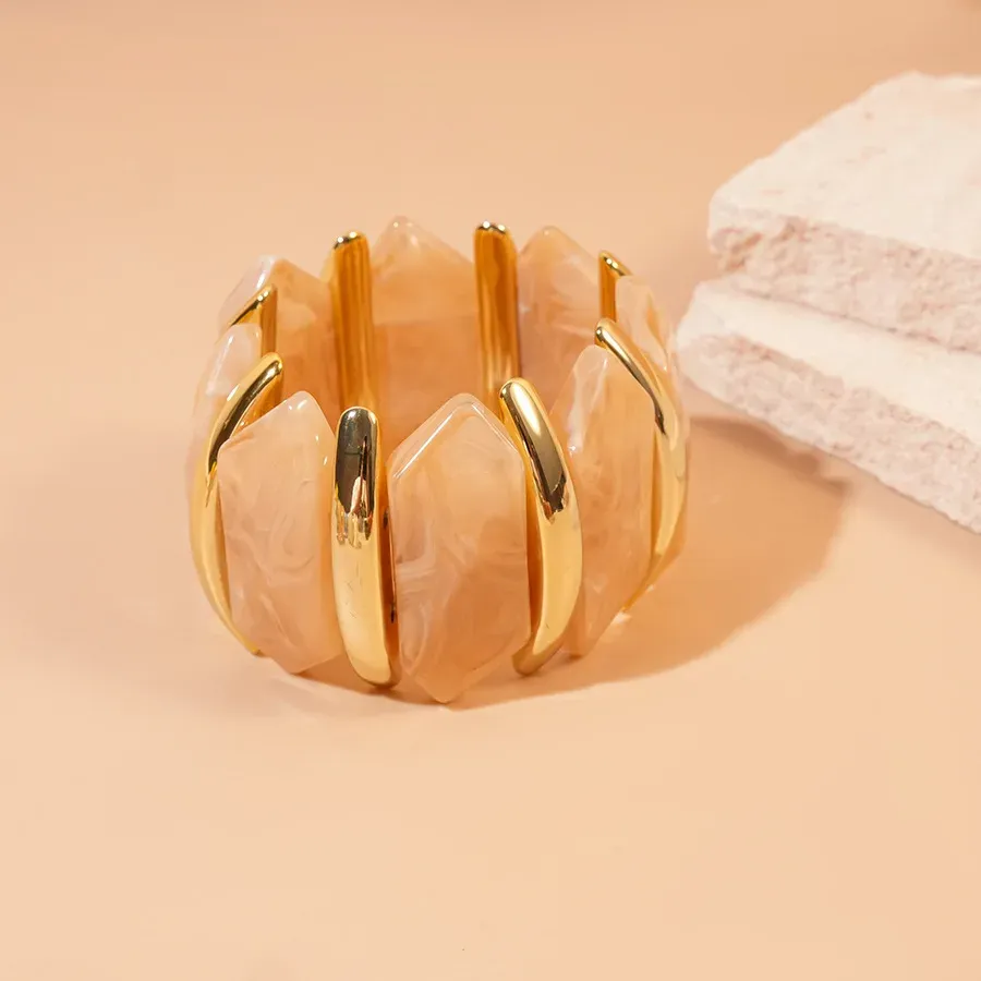 Bracelet résine géométrique losange taché vintage