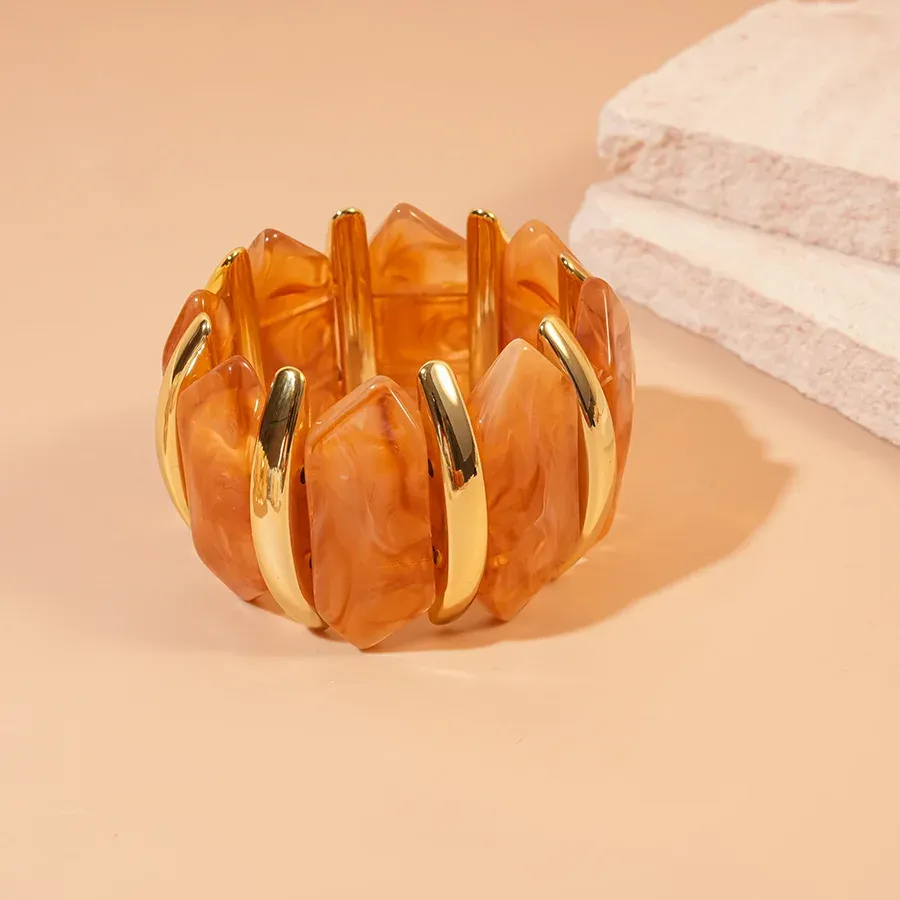 Bracelet résine géométrique losange taché vintage