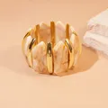 Bracelet résine géométrique losange taché vintage – Couleur du métal S446 Beige
