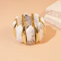 Bracelet résine géométrique losange taché vintage – Couleur du métal S446 Blanc Gris