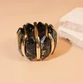 Bracelet résine géométrique losange taché vintage – Couleur du métal S446 Noir