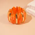 Bracelet résine géométrique losange taché vintage – Couleur du métal S446 Orange