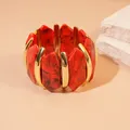Bracelet résine géométrique losange taché vintage – Couleur du métal S446 Rouge
