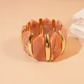 Bracelet résine géométrique losange taché vintage – Couleur du métal S446 Violet
